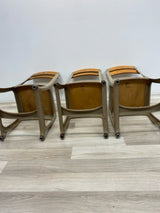 American Seating Co. Vintage Tan Wood-Metal Chair - Set of 3