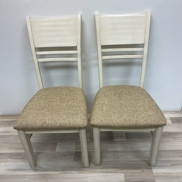 Cream Wood-Fabric Chairs - Sold as a Pair