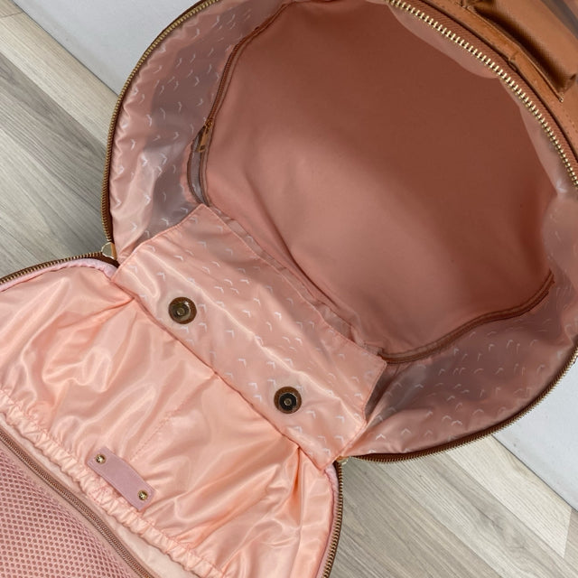 Smart Birdy Cognac Faux Leather Solid Round Suitcase