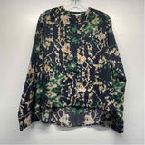 Mariacher Size L-M Women's Navy-Multicolor Pattern Button Up Shirt
