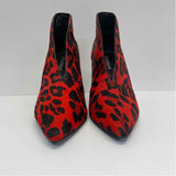 Jeffrey Campbell Size 8 Women's Red-Black Animal Print High Heel Booties