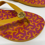 Tory Burch Size 8-9 Women's Orange-Multi Geometric Camel Toe Flip Flops