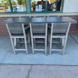 Martha Stewart Gray Bar Height Table with 6 wicker chairs