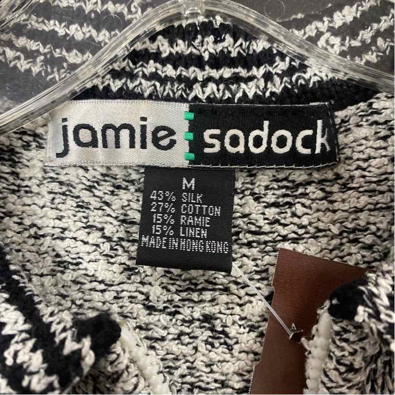 Jamie Sadock Size M Women's Black-White Tweed Zip Neck Activewear Top