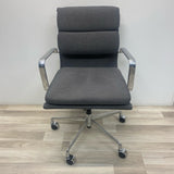 Gray Fabric Desk Chair w Chrome Accents