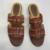 Softspots Size 8.5 Women's Brown Color Block Slip On Sandals
