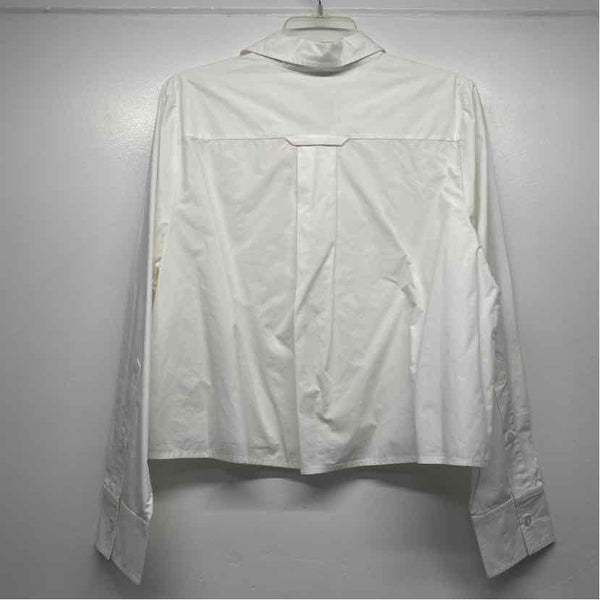 Citizens of Humanity Size M Women's White Solid Button Up Tuxedo Shirt
