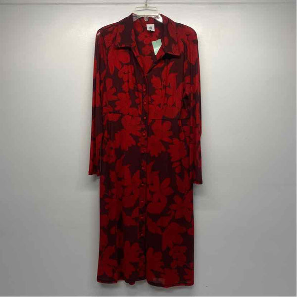 Cabi Size M Women's Red Floral Shirt Dress