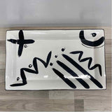 Mikasa Handcrafted Collection Reggae White-Black Ceramic Platter
