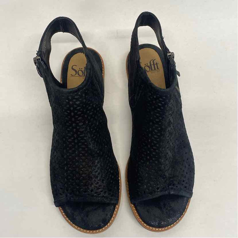 Sofft Size 8 Women's Black Cut Out Open Toe Booties