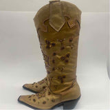 Tommy Size 6 Women's Tan-Multi Beaded Western Boots