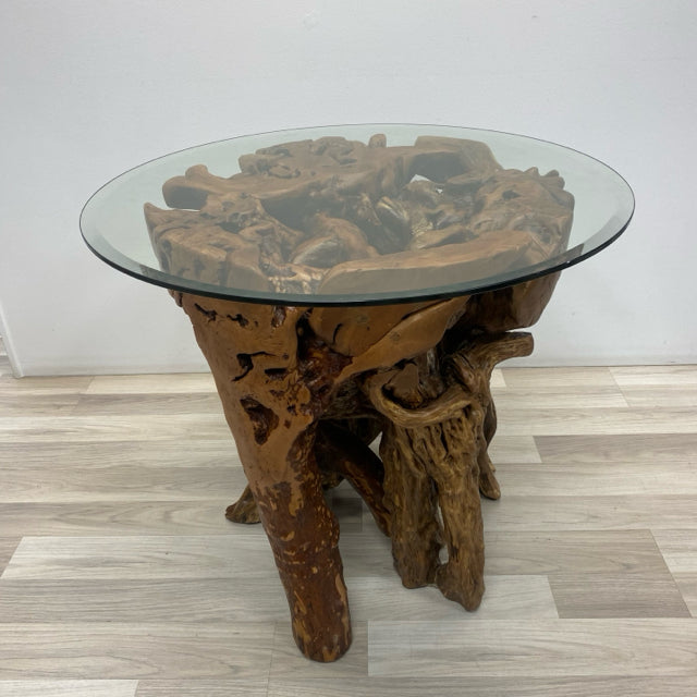 Brown Wood-Glass Table