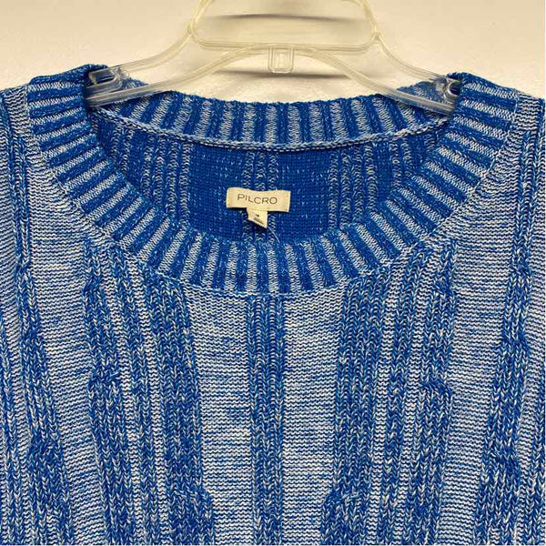 Pilcro - Anthropologie Size M Women's Blue-White Tweed High Low Sweater