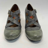 Miz Mooz Size 6.5 Women's Green-Gray Color Block Heel Shoes