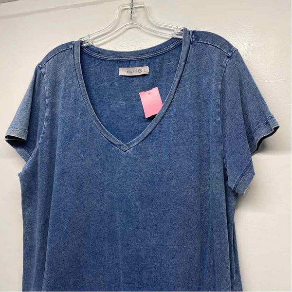 Billy T Size L Women's Blue Tweed T-Shirt Dress
