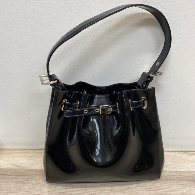 Beijo Black Patent Leather Solid Faux Leather Shoulder Handbag