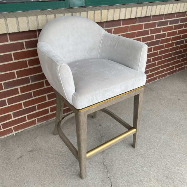 Frontgate Swivel Gray Velvet Bar Height Solid Stool