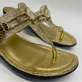 Marc Fisher Size 8.5 Women's Gold Shimmer Camel Toe Sandals
