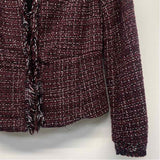 White House Black Market Women's Size 0-XS Burgundy-Multi Tweed Jacket