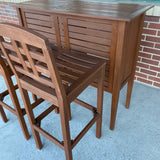 Brown Wood Bar Table w 2 Bar Stools