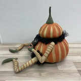 Joe Spencer Gathered traditions Primitive Halloween pumpkin with cat man