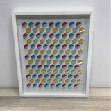 Framed geometric 3D Wall art piece - colorful hexagonal cube motifs