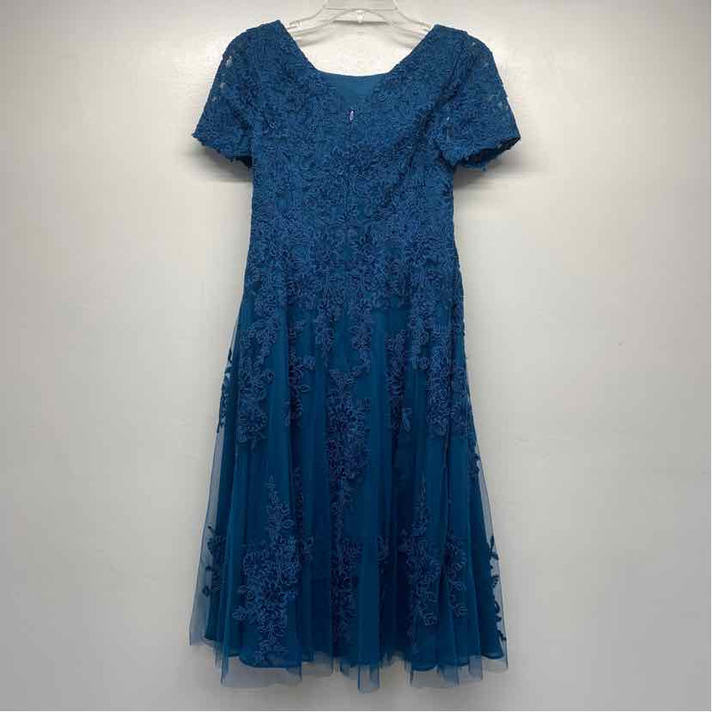 JJ's House Size XS Women's Blue Embellished Mesh Fit And Flare Dress