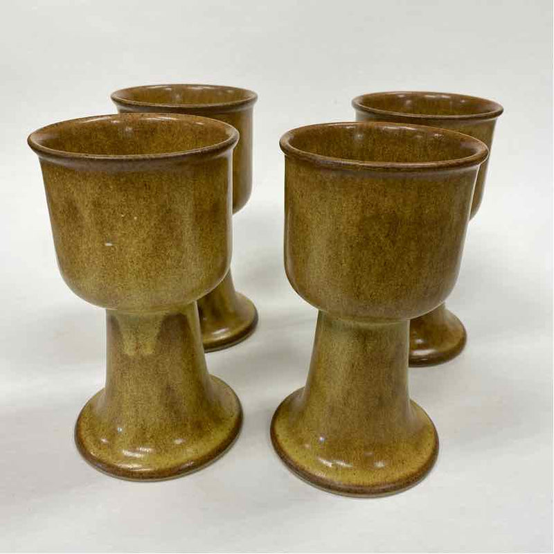 Indus Brown Stoneware Pottery Goblets - Set of 4