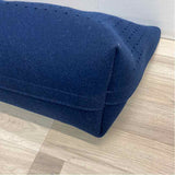 Graf Lantz Navy-Brown Boilded Wool Cutout Tote