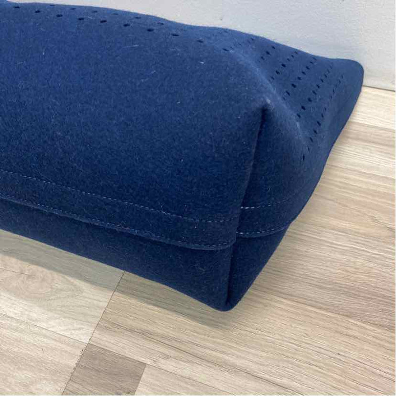 Graf Lantz Navy-Brown Boilded Wool Cutout Tote