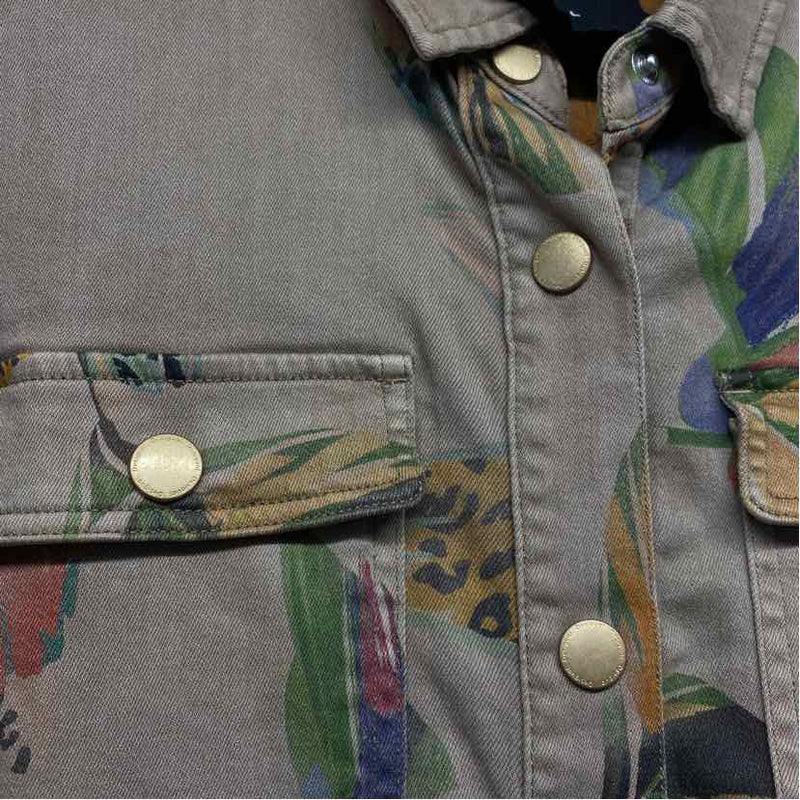 Desigual Size L Women's Tan-Multi Print Button Up Shirt