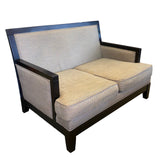 Tan-Multi Wood-Fabric Tweed Wood Frame Loveseat