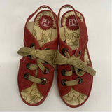 Fly London Size 37-6.5 Women's Red Cut Out Wedge Shoes