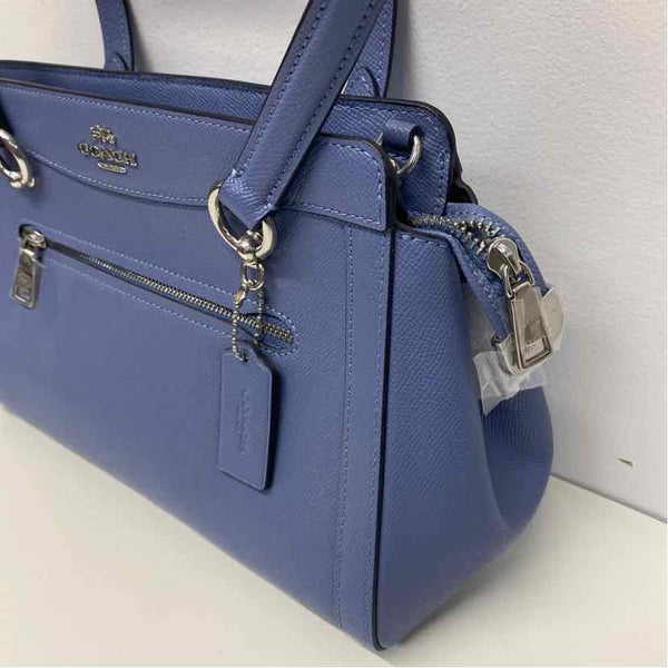 Coach Blue Solid Leather Satchel Handbag