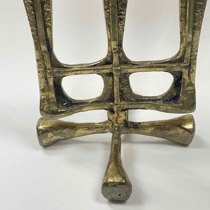 Brutalist Brass 3 Tapers Candelabra
