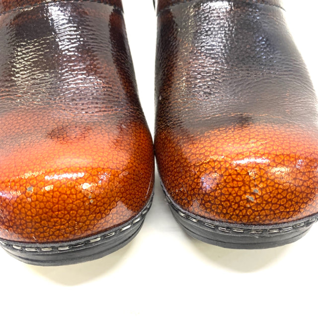 Sanitas Size 7-37 Women's Brown Patent Leather Clog Shoes