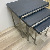 Hekman Chrome-Blue Wood Nesting Side Tables