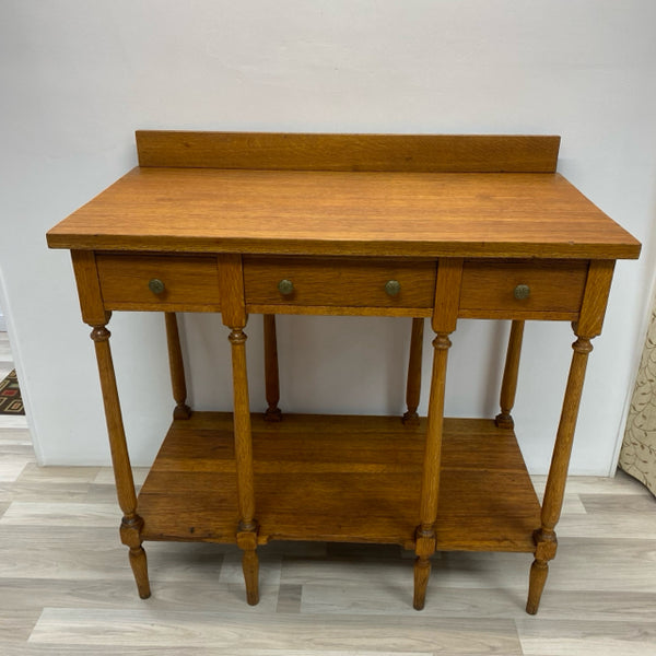 Brown Wood 3 Drawer Console - Sofa Table