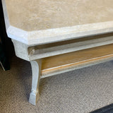 Beige Stone-Wrought Iron Coffee Table