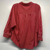 Grey State Size M Women's Red-White Stripe Button Up Shirt