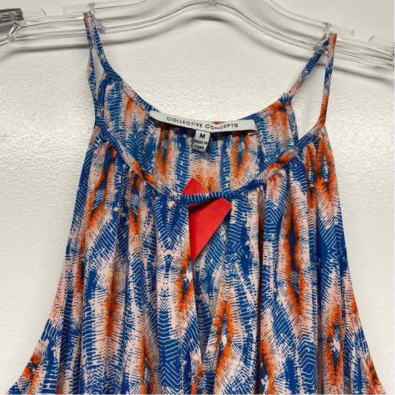 Collective Concepts Size M Women's Blue-Pink Pattern Maxi Dress