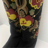 Joan & Davis Couture Size 6.5 Women's Black-Multi Embroidered Riding Boots