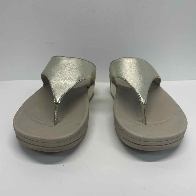 Fitflop Size 10 Women's Gold Shimmer Camel Toe Sandals