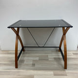 Black- Brown Wood-Glass Desk