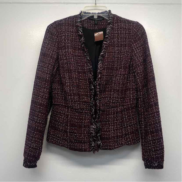 White House Black Market Women's Size 0-XS Burgundy-Multi Tweed Jacket