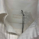 Citizens of Humanity Size M Women's White Solid Button Up Tuxedo Shirt