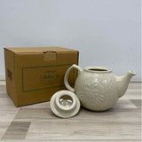 Longaberger Collectors Club Ivory Ceramic Teapot in Quilt Pattern