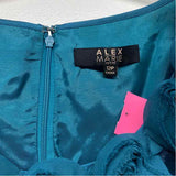Alex Marie Size 12-L Women's Teal Solid Fit And Flare Dress