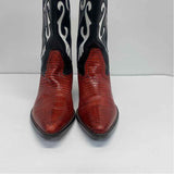 Nine West Size 6.5 Women's Black-Red Animal Print Western Boots
