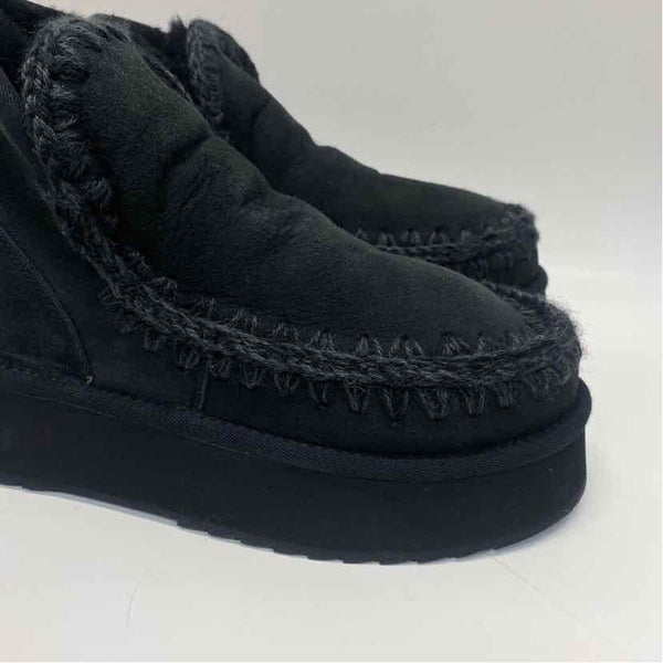 Mou Size 38-7.5 Women's Black Crochet Platform Booties